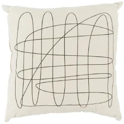 Coussin déco dessin 45x45cm beige et noir
