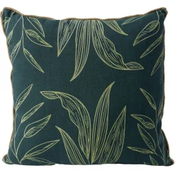 Coussin déco feuille 45x45cm vert
