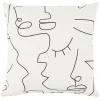 Coussin déco line art visage 45x45cm blanc et noir