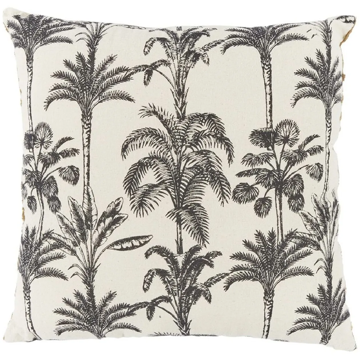 Coussin déco tropical 45x45cm beige et noir