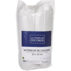 Coussin de rembourrage rectangulaire polyester blanc 50x30 cm