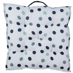 Coussin de sol blanc à pois bleus