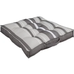 Coussin de sol carré bayadère marron beige