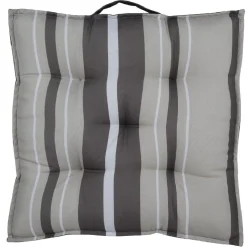 Coussin de sol carré bayadère marron beige