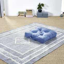 Coussin de sol carré bleu