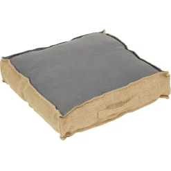 Coussin de sol carré gris et marron 100% coton 45x45xép10cm