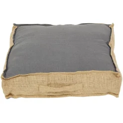 Coussin de sol carré gris et marron 100% coton 45x45xép10cm