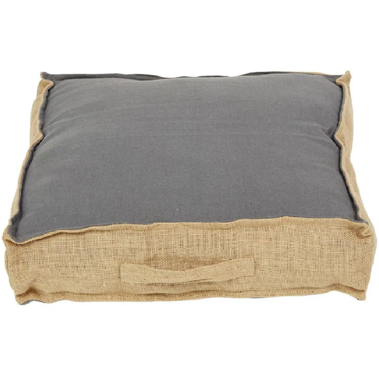 Coussin de sol carré gris et marron 100% coton 45x45xép10cm