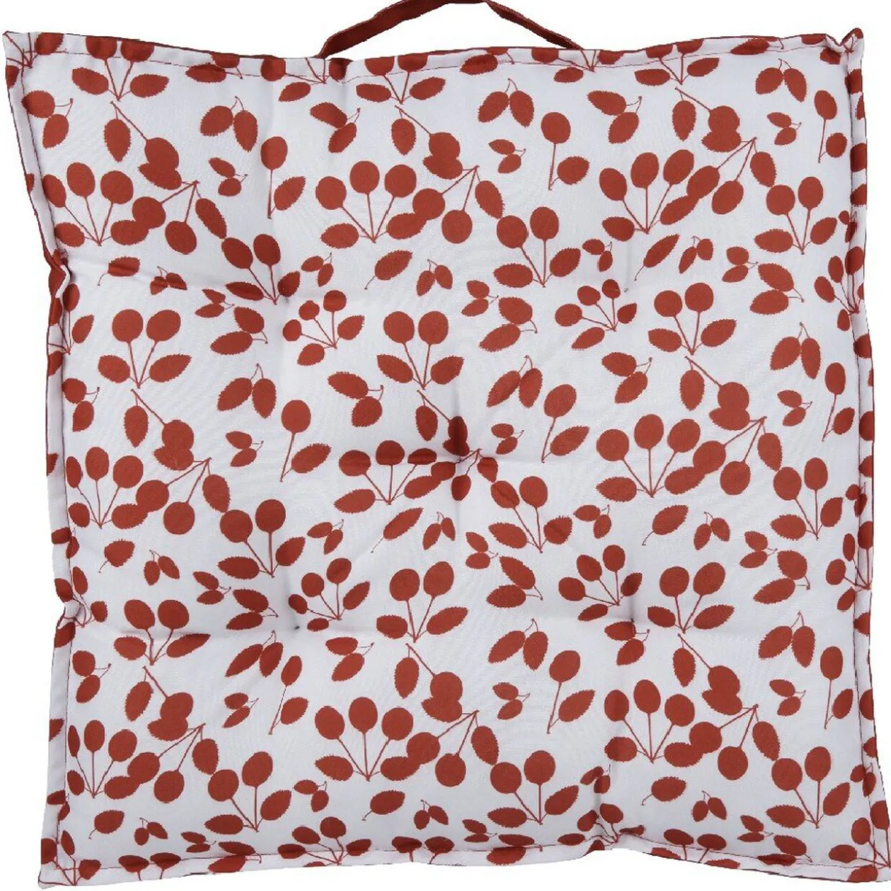 Coussin de sol carré imprimé cerises rouges