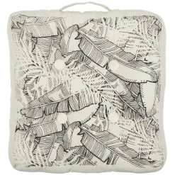 Coussin de sol carré imprimé tropical noir naturel 40x40x10 cm