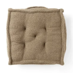 Coussin de sol en tissu bouclette vert olive 45x45 cm