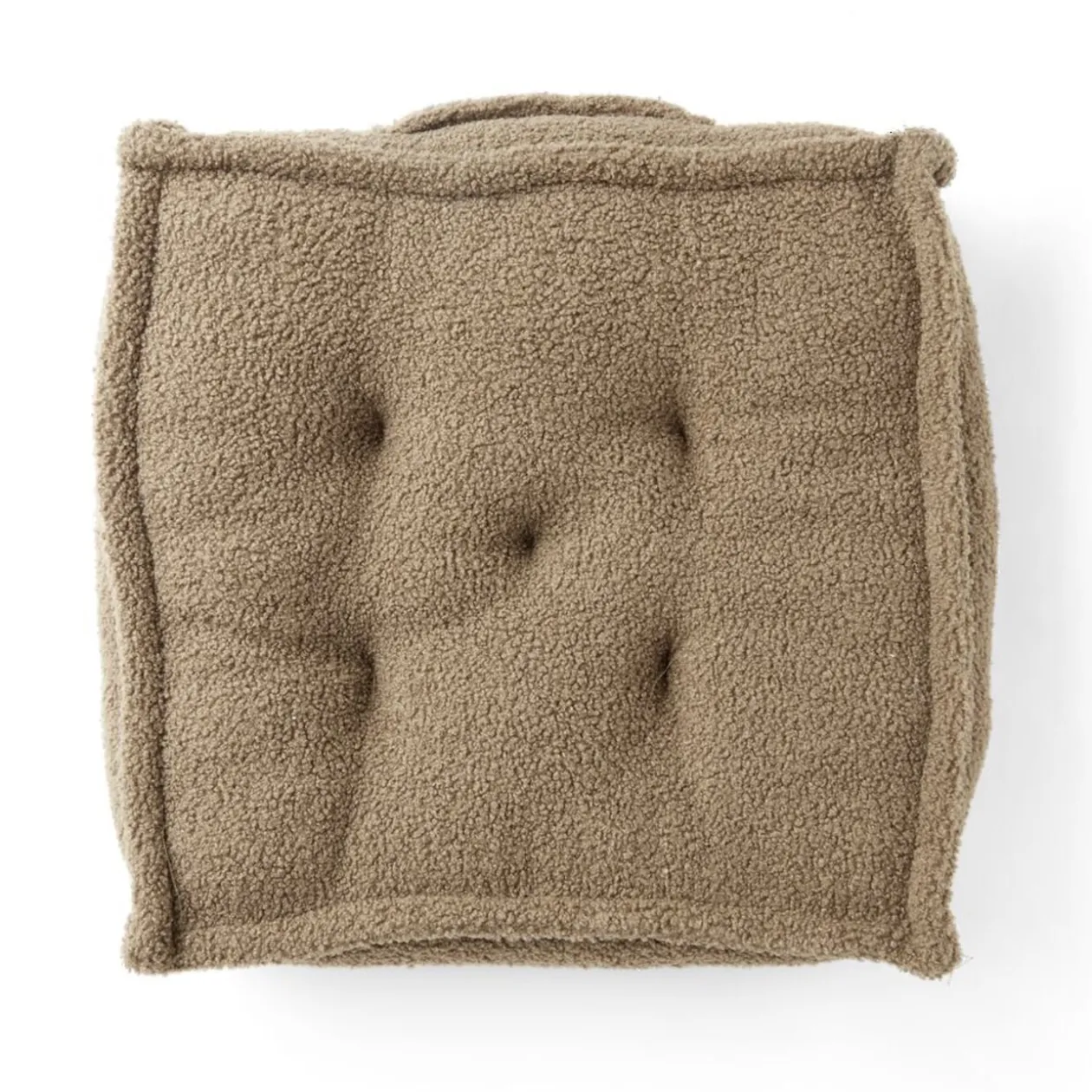 Coussin de sol en tissu bouclette vert olive 45x45 cm