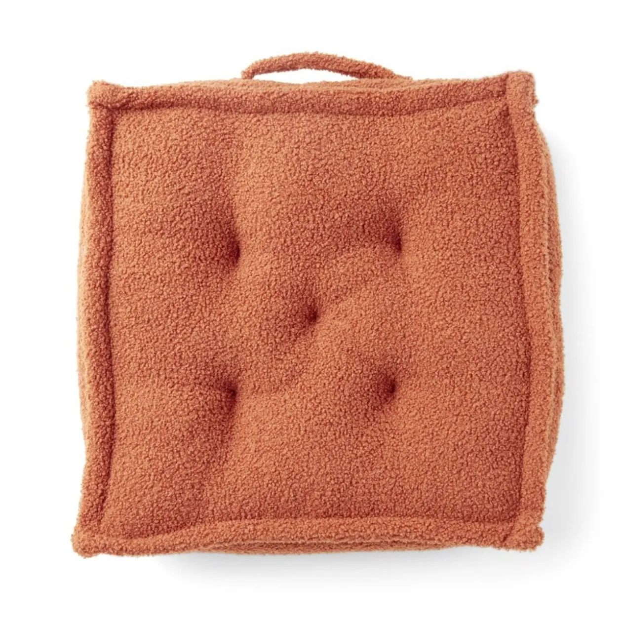 Coussin de sol en tissu bouclette rouge rooibos 45x45 cm