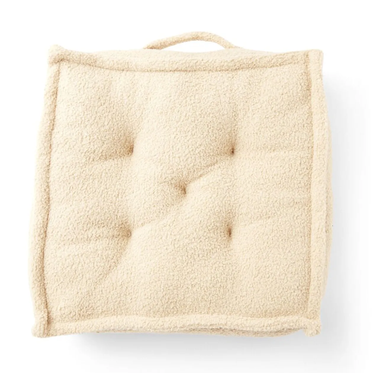 Coussin de sol en tissu bouclette beige 45x45 cm