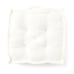 Coussin de sol en tissu bouclette blanc cassé 45x45 cm