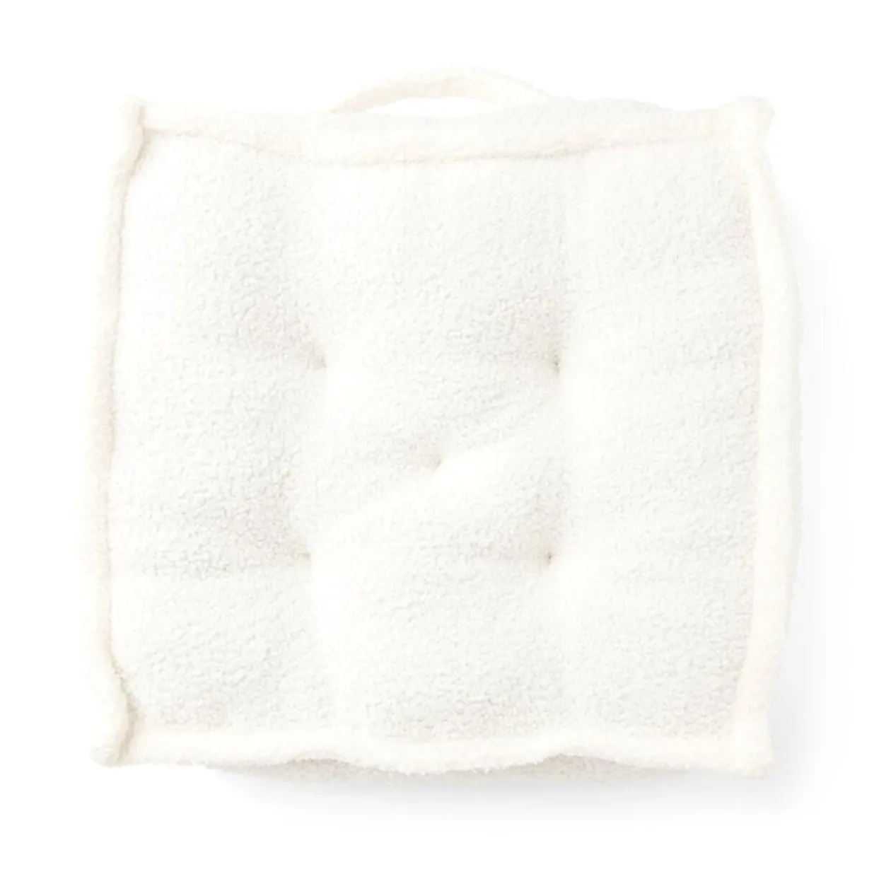 Coussin de sol en tissu bouclette blanc cassé 45x45 cm