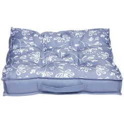 Coussin de sol gris avec motif imprimé blanc