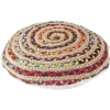 Coussin de sol jute tissé chindi multicolore