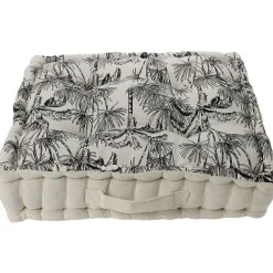 Coussin de sol motif tropical 45x45cm beige