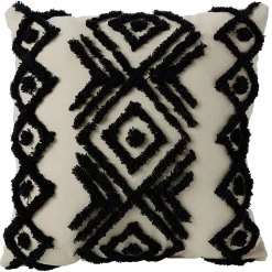 Coussin de sol tufté ethnique 50x50cm beige et noir