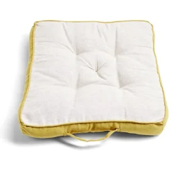 Coussin de sol 45x45cm polycoton beige et jaune