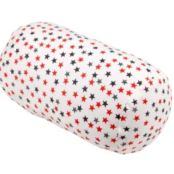 Coussin de voyage blanc motif étoiles grises et corails