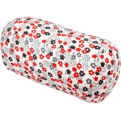 Coussin de voyage blanc motif fleurs grises et roses