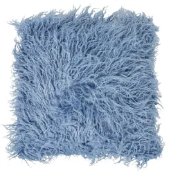 Coussin effet fourrure bleu lavande