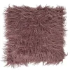 Coussin effet fourrure prune