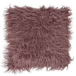 Coussin effet fourrure prune