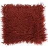Coussin effet fourrure rouge