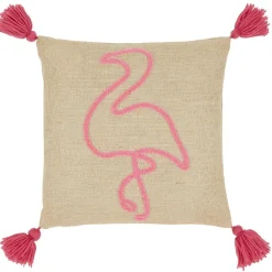 Coussin en jute design tropical