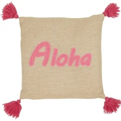 Coussin en jute design tropical