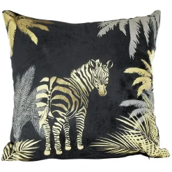 Coussin en polyester imprimé animal noir doré 40x40 cm