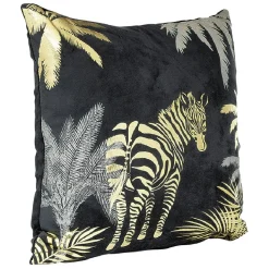 Coussin en polyester imprimé animal noir doré 40x40 cm