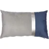 Coussin en velours bicolore taupe et bleu