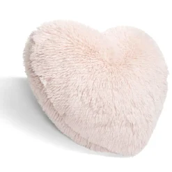 Coussin forme coeur fausse fourrure beige ou rose 42x42cm