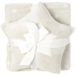 Coussin forme coeur ou étoile avec plaid assorti