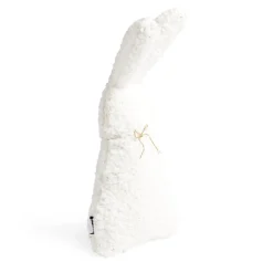 Coussin forme lapin aspect moutonné beige 25x47cm