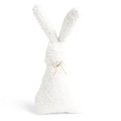 Coussin forme lapin aspect moutonné beige 25x47cm