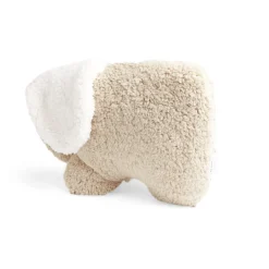 Coussin forme éléphant aspect moutonné beige 27x40cm