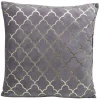 Coussin gris en velours motif géométrique doré