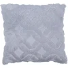 Coussin gris pailletté effet fourrure motif géométrique