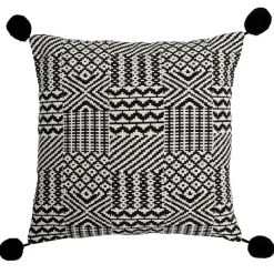 Coussin imprimé avec pompons