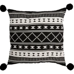 Coussin imprimé avec pompons