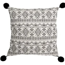 Coussin imprimé avec pompons