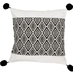 Coussin imprimé avec pompons