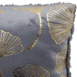 Coussin imprimé lotus doré dos sherpa