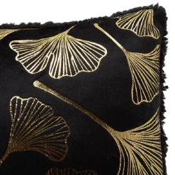 Coussin imprimé lotus doré dos sherpa