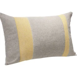 Coussin jacquard marron avec bande orange 50x30cm